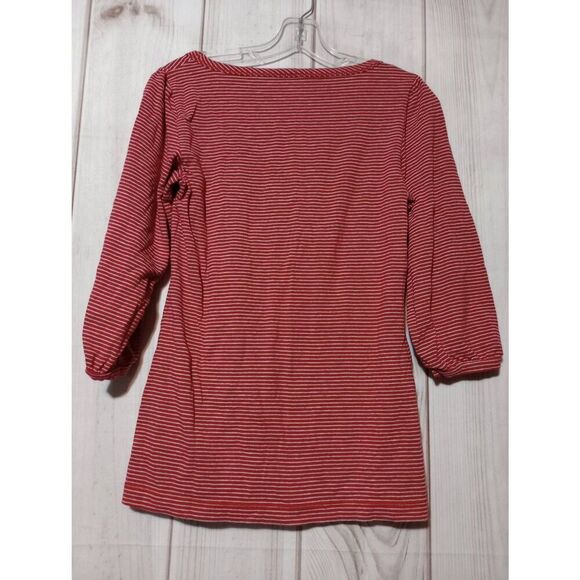 Ann Taylor Loft Shirt Ladies Small Red Gray 3/4 Sleeve Round Neck‎ - Picture 2 of 8